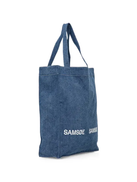 SAMSOE SAMSOE logo-print denim tote bag Blue U25100002