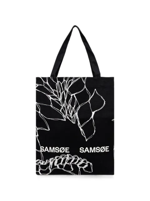 SAMSOE SAMSOE Saprint logo-print floral-print tote bag Black U25200001