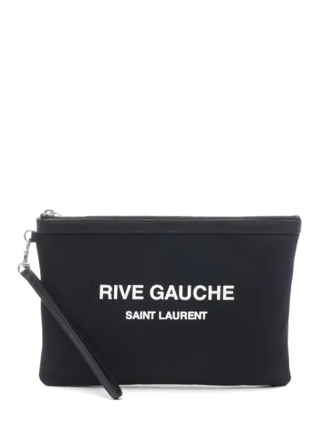Saint Laurent Pre-Owned 2010s Rive Gauche leather canvas clutch bag Black 1054049