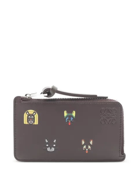 Loewe Pre-Owned 2020s x Louis Wain cats leather card holder Brown 1054742