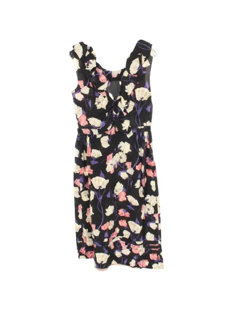Prada Pre-Owned mini 2010s floral-print frill dress Black 1052103