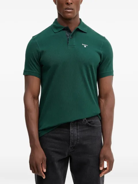 Barbour Tartan Pique checked-trim polo shirt Green MML0012