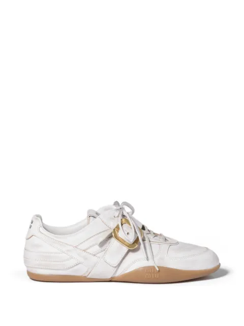 Miu Miu Gymnasium leather sneakers with strap and buckle White 5E549EFA0053F33