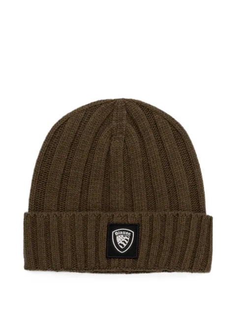Blauer Cutter logo-patch beanie hat Brown 25BLUA05297