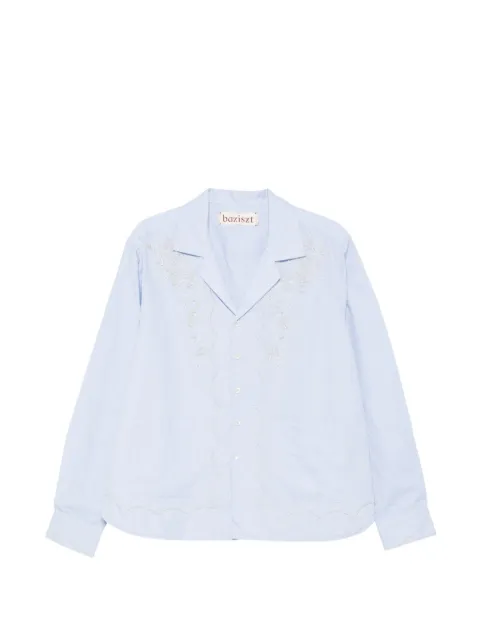 Baziszt Mord floral-embroidered shirt Blue BZSS26SR23012