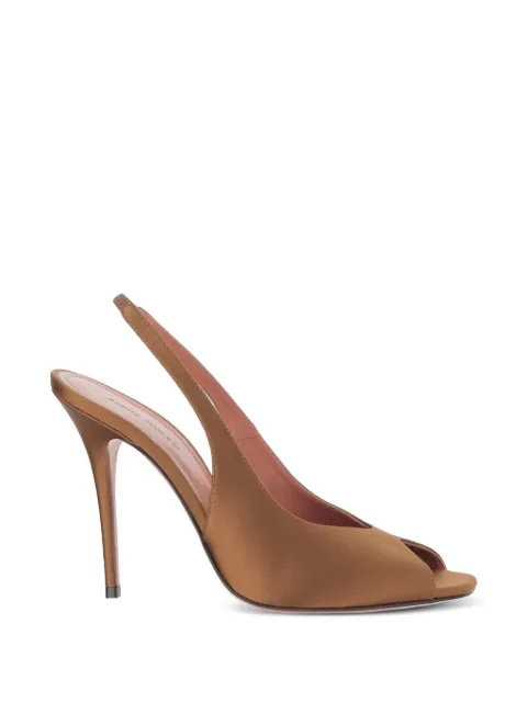 Amina Muaddi Anok open toe slingback pumps Brown KRISTINASLING105