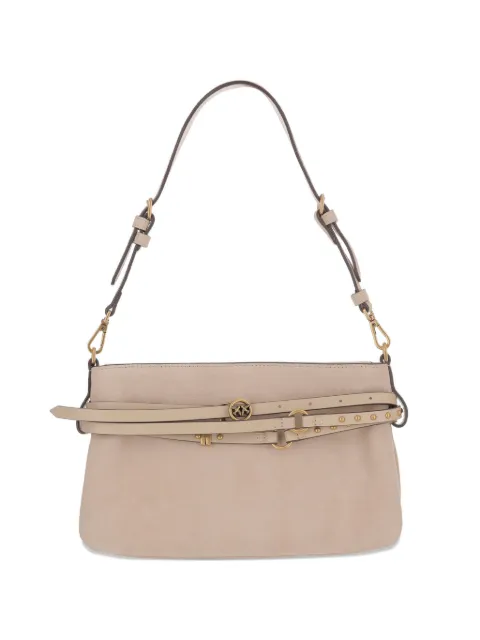 PINKO medium suede metal-logo shoulder bag Neutrals 106177A0F6