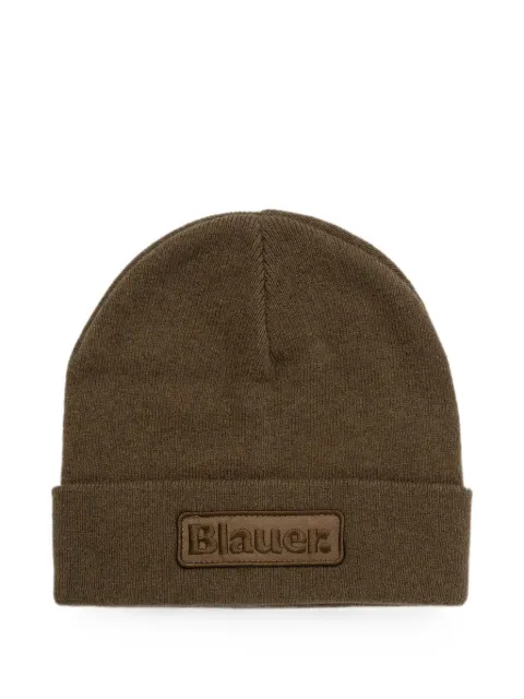 Blauer Cheshire logo-patch knitted beanie hat Brown 25BLUA05299