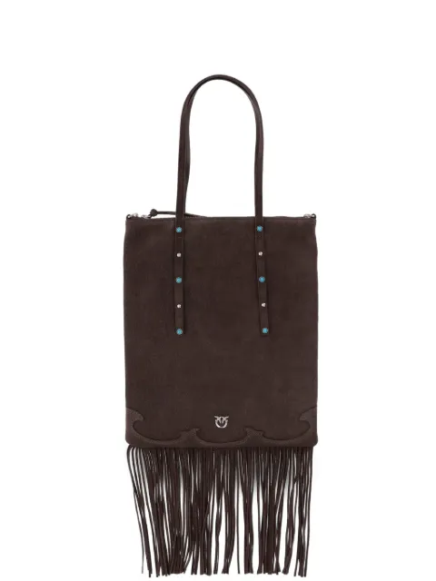 PINKO studded fringed tote bag Brown 106666A0F6