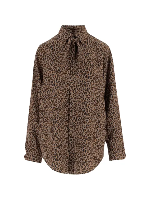 SA SU PHI bow-detail animal-print shirt Neutrals S26133F0680