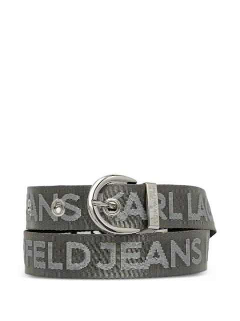 Karl Lagerfeld Jeans logo-jacquard reversible belt Grey A3W33142989
