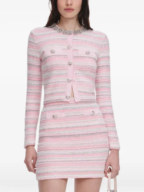 Self-Portrait crystal-embellished striped cardigan Pink SS26188CP