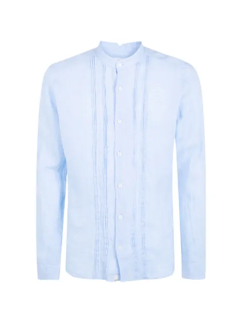 Tintoria Mattei pintuck-detail band-collar shirt Blue QE8MH5