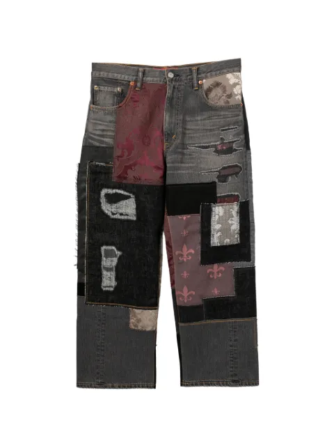 Junya Watanabe MAN patchwork-design button-fastening jeans Blue WQP219