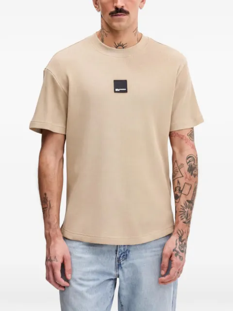 Karl Lagerfeld Jeans waffle-knit logo-patch T-shirt Neutrals B1M170821DX