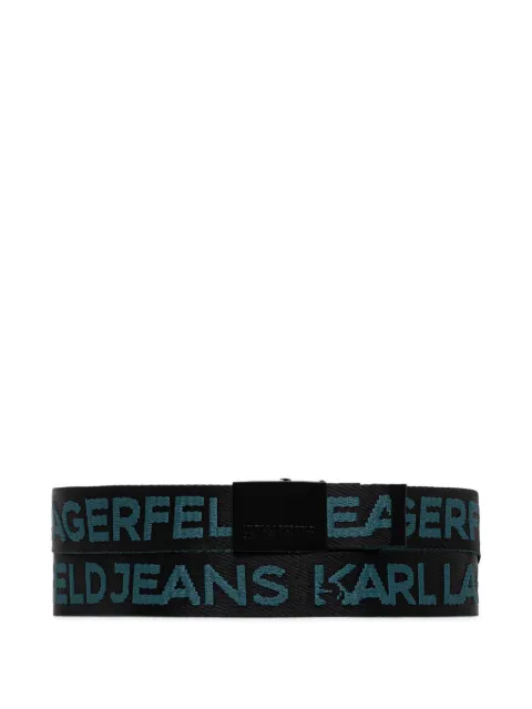 Karl Lagerfeld Jeans logo-intarsia plaque-buckle belt Black A1M331312ID