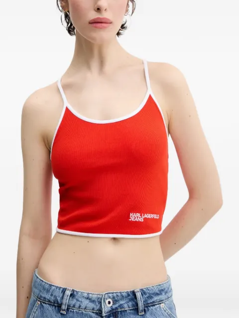 Karl Lagerfeld Jeans contrasting-trim lace-up crop top Red A2W17026