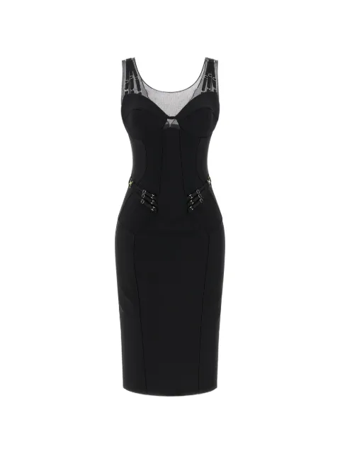 Elisabetta Franchi tulle-insert midi dress Black AB87061E2