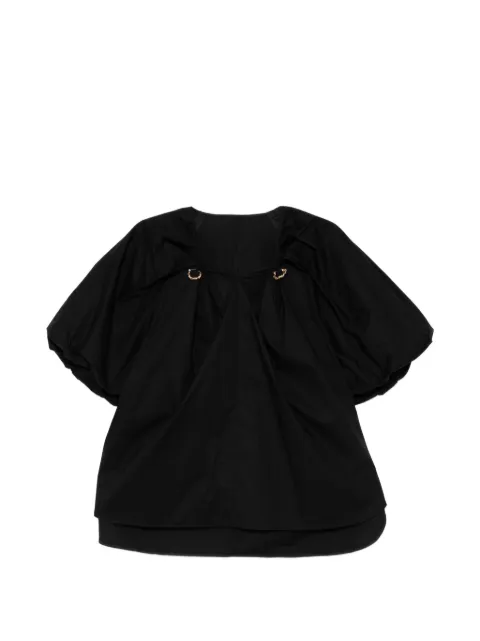 JNBY metal-pleated V-neck blouse Black 5Q4214840