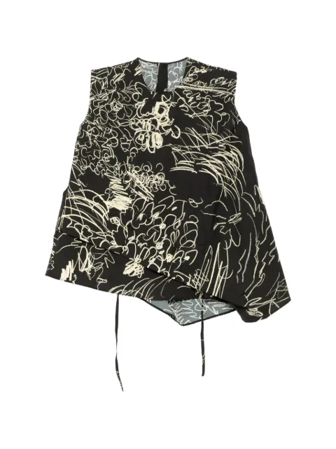 JNBY waist-defining floral top Black 5Q4210700