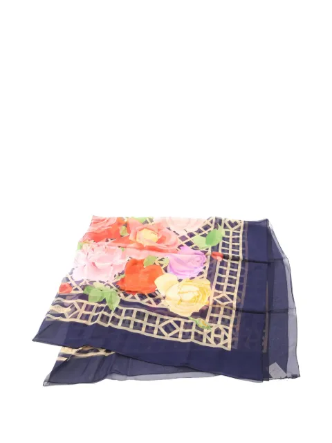 Hermès Pre-Owned 2010s Roseraie scarf Blue 1051555