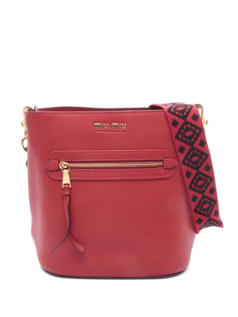Miu Miu Pre-Owned 2010s Madras leather shoulder bag Red 1053301