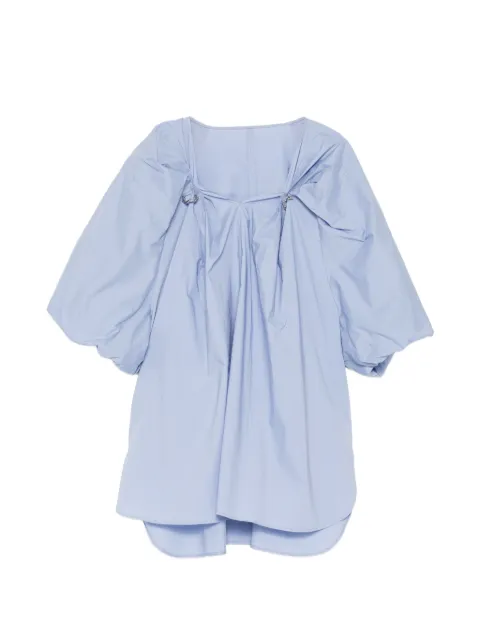 JNBY metal-pleated V-neck blouse Blue 5Q4214840
