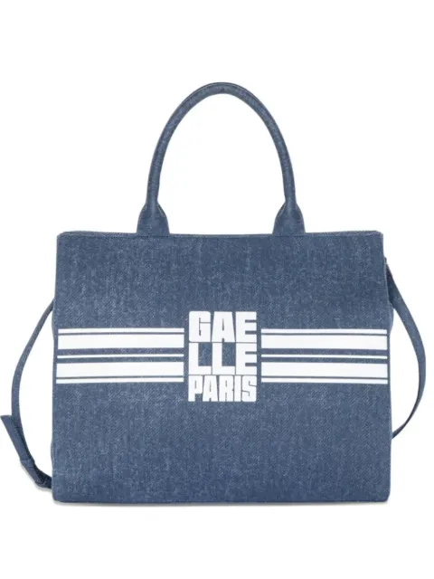Gaëlle Paris Maxi Shopper Banda logo-print denim tote bag Blue GAACW03111