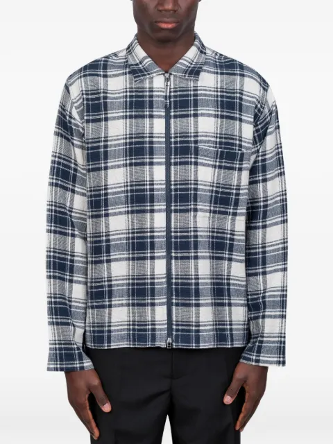 Universal Works zipped plaid shirt Blue 34184