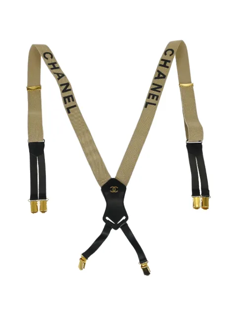 CHANEL Pre-Owned 1990s logo-detail suspenders Neutrals 126377