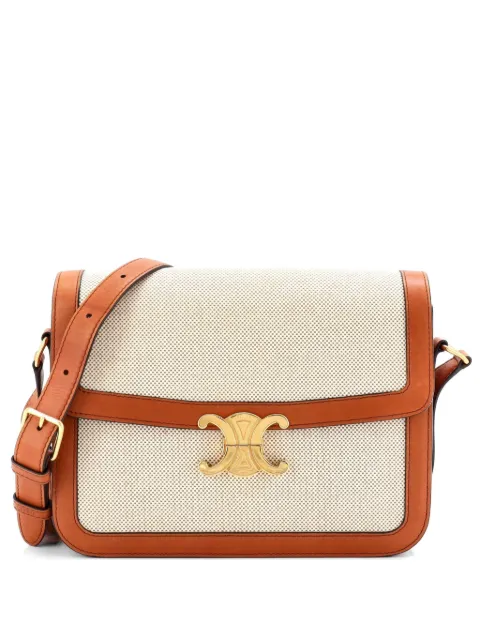 Celine Pre-Owned Triomphe Shoulder Bag Canvas with Leather Medium crossbody bag Brown JKCECV5GI6QWJJ5O