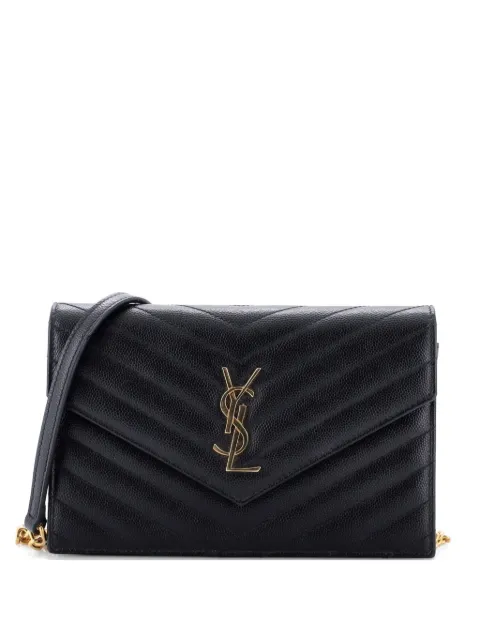 Saint Laurent Pre-Owned Classic Monogram Wallet on Chain Matelasse Chevron Leather Small crossbody bag Black 50JFYXBU9HWRV48Q