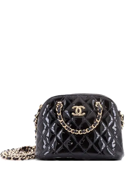CHANEL Pre-Owned CC Dome Zip Quilted Patent Mini crossbody bag Black CB6BOQ4VWW9PNZ32