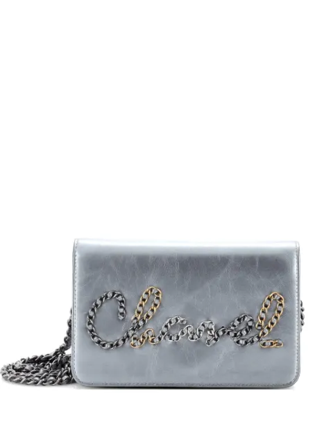 CHANEL Pre-Owned Chain Signe Wallet on Chain Calfskin crossbody bag Silver 8R372WML2Q6717KB
