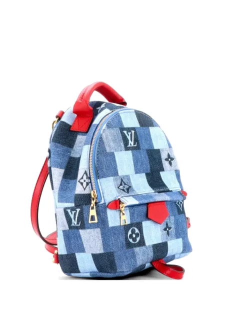 Louis Vuitton Pre-Owned Palm Springs Damier and Monogram Patchwork Denim Mini backpack Blue SHQD1GJJOWF833OW