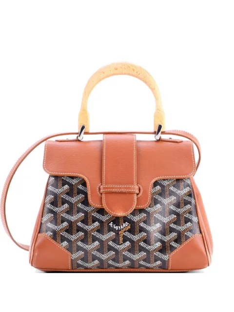 Goyard Pre-Owned Saigon Top Handle Bag Coated Canvas with Leather Mini shoulder bag Brown YMFEH8V9WHWOX52E