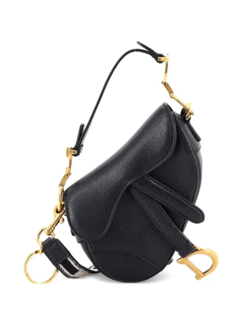 Christian Dior Pre-Owned Saddle Handbag with Strap Leather Micro shoulder bag Black FINST7E766SVN2ZF