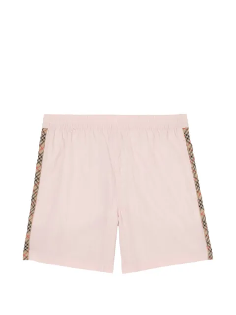 Burberry Check trim swim shorts Pink 8123428