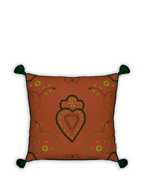 HOUSE OF CAPRICORN Viana embroidered linen cushion Orange 90288