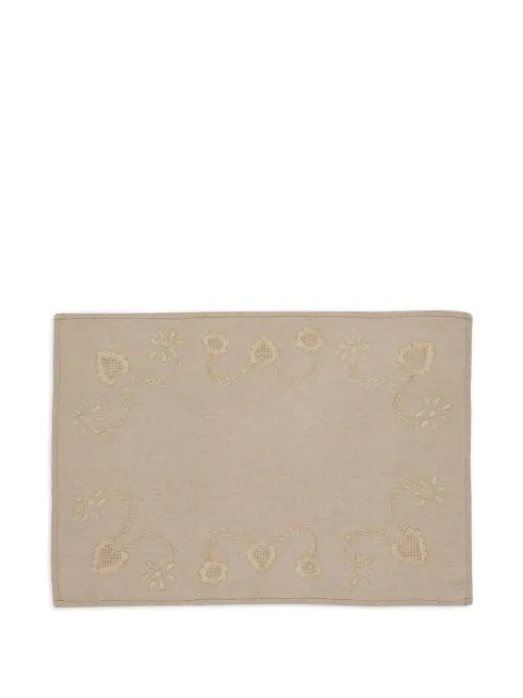 HOUSE OF CAPRICORN embroidered linen placemat and napkin set Neutrals 90051