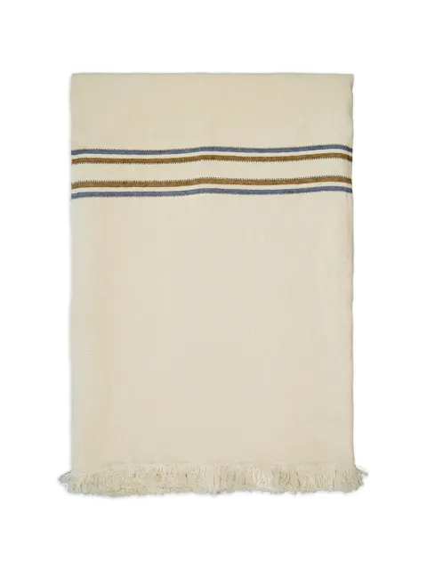 LIBECO striped fringed coverlet Neutrals 169712