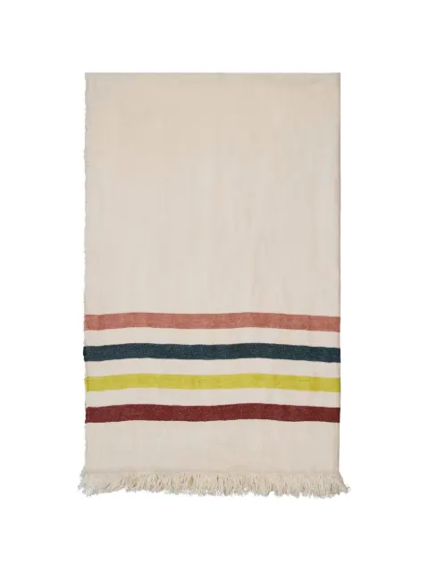 LIBECO Belgian Fouta striped fringed towel Neutrals 170163
