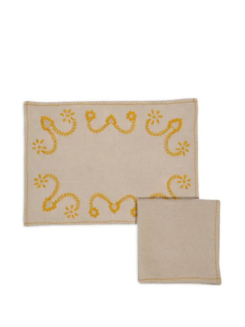 HOUSE OF CAPRICORN Viana embroidered placemat napkin Neutrals 90052