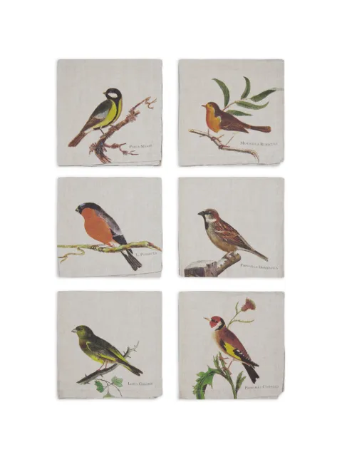 LINORICCI bird print napkin (set of six) White 3002SUSBP6