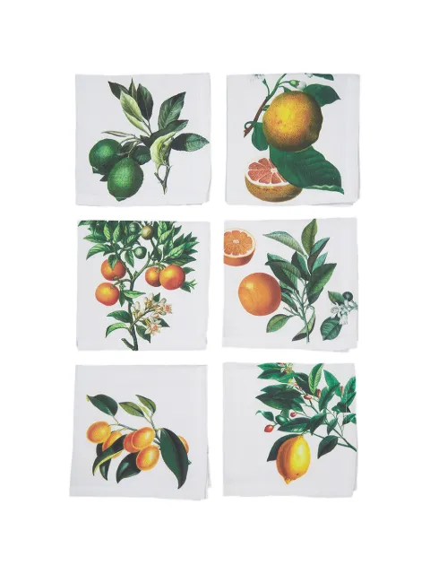 LINORICCI citrus-print napkins (set of six) White 3002SUCP6