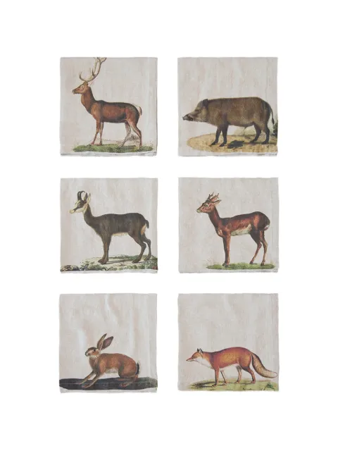 LINORICCI animal-print napkins (set of six) Neutrals 3002SUAP6