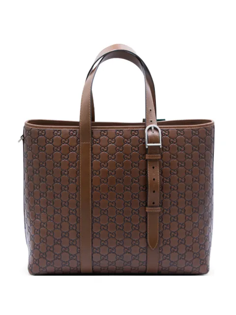 Gucci large GG embossed leather tote bag Brown 850218AAFWQ