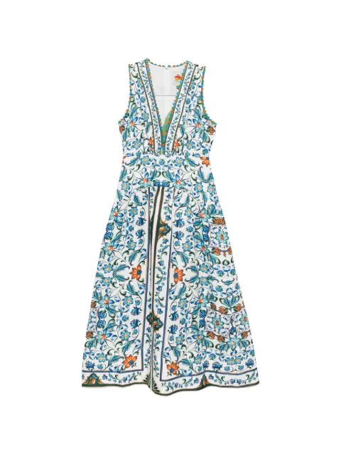FARM Rio floral-print V-neck midi dress White 349089