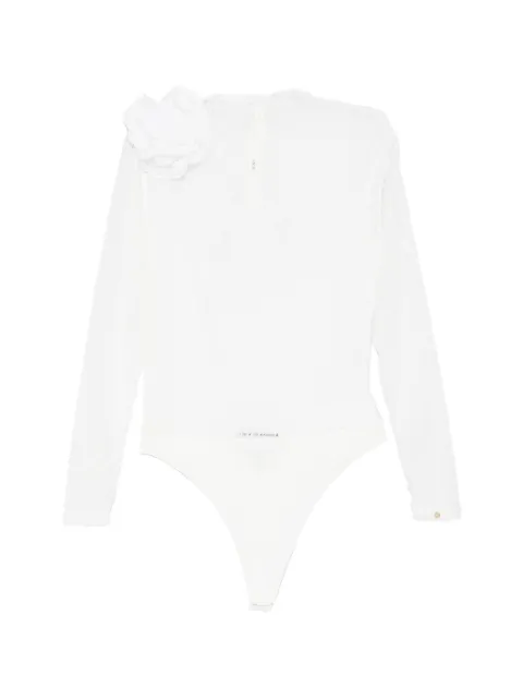 NISSA floral-appliqué lace body White BODY16528