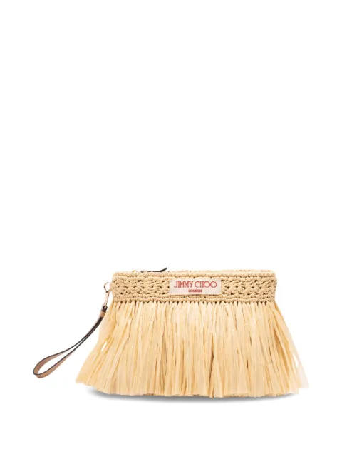 Jimmy Choo fringed zipped pouch Neutrals ZIPPEDFLATPOUCHHMU